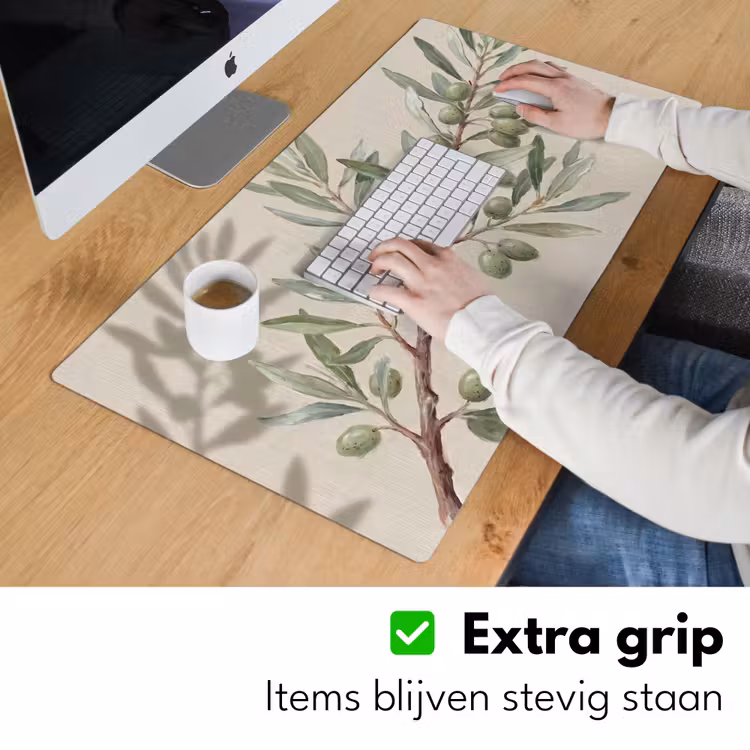 Bureau onderlegger - Olijftak - Bladeren - Natuur - Groen - Beige — 6