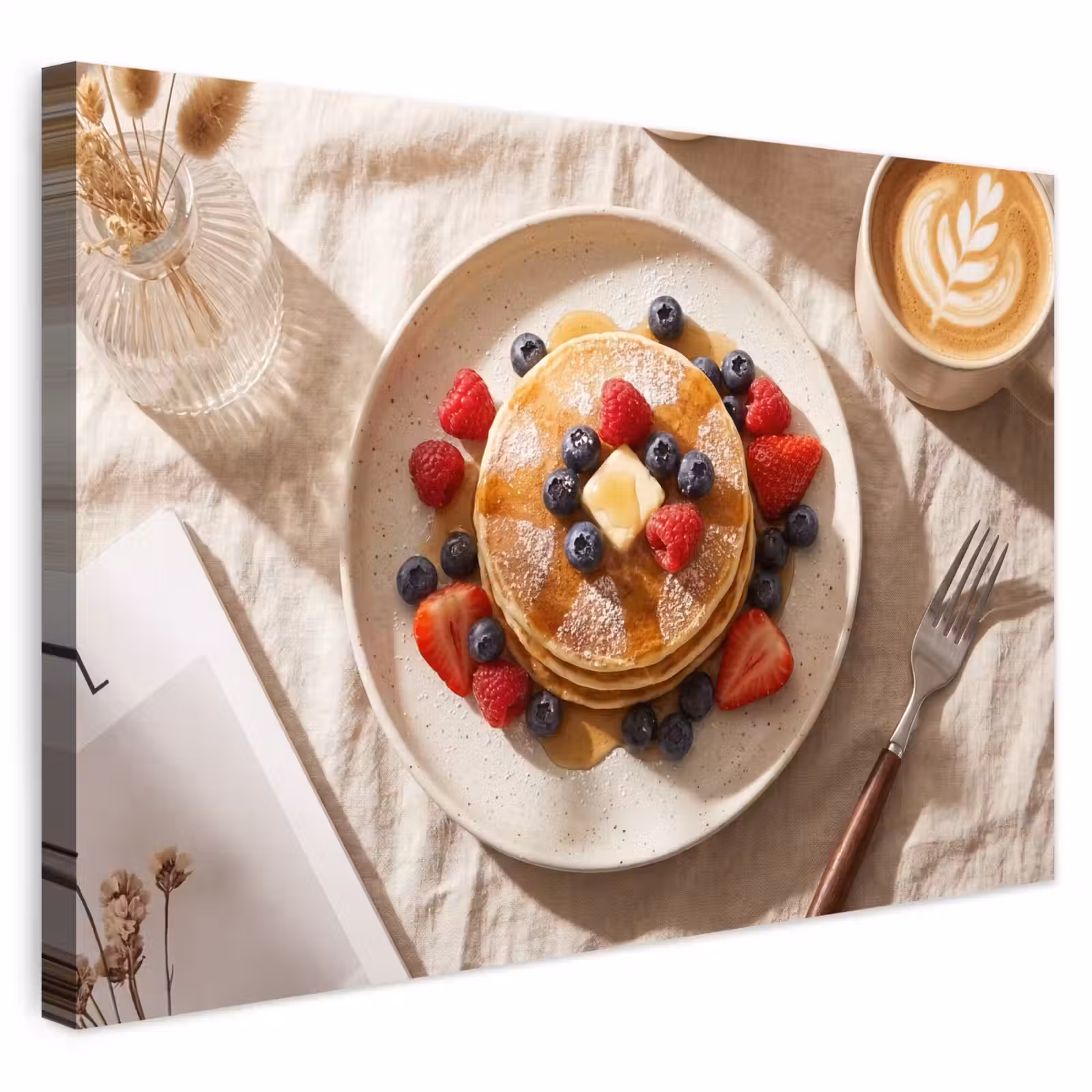 Buiten canvas - Pannenkoeken - Bessen - Ontbijt - Modern - Beige — 1