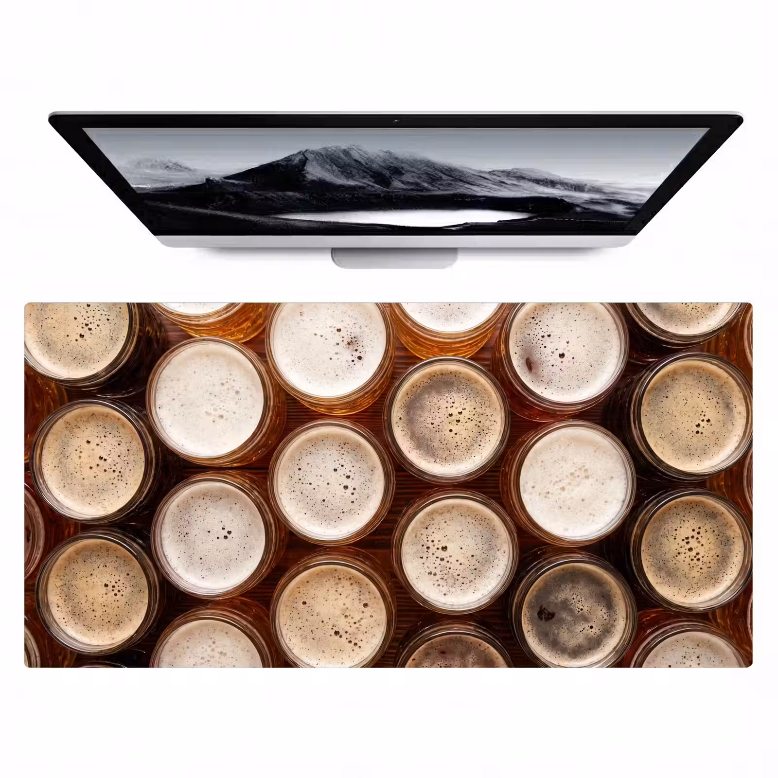 Bureau onderlegger - Eten - Glazen - Drank - Patroon - Bruin — 1