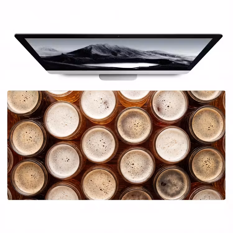 Bureau onderlegger - Eten - Glazen - Drank - Patroon - Bruin — 1