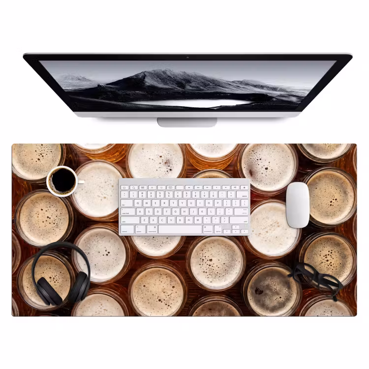 Bureau onderlegger - Eten - Glazen - Drank - Patroon - Bruin — 4