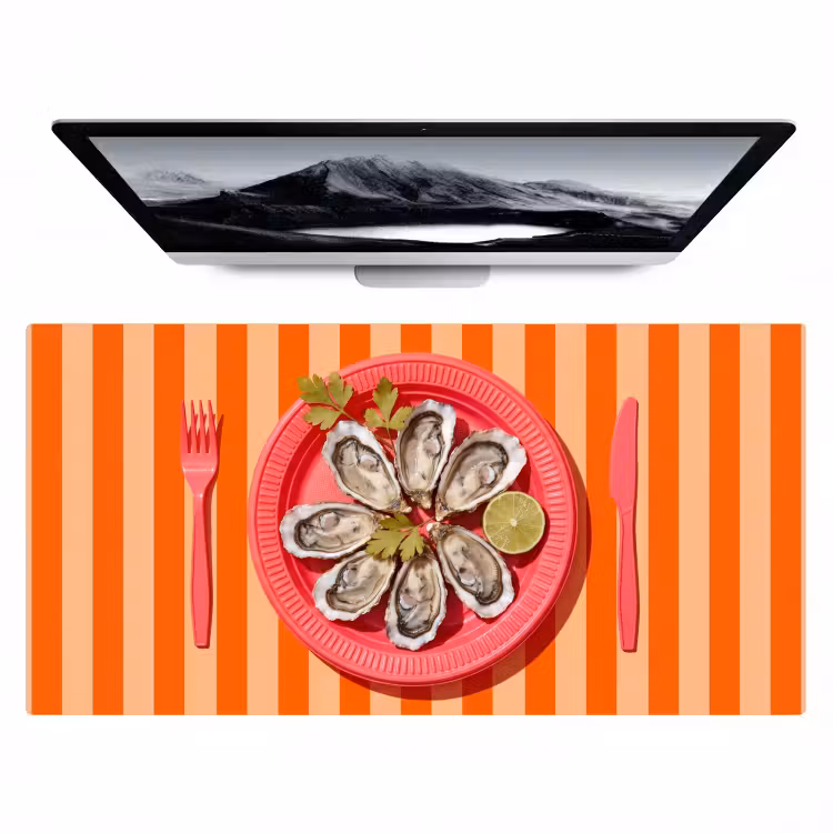 Bureau onderlegger - Eten - Oester - Zeevruchten - Oranje - Modern — 1