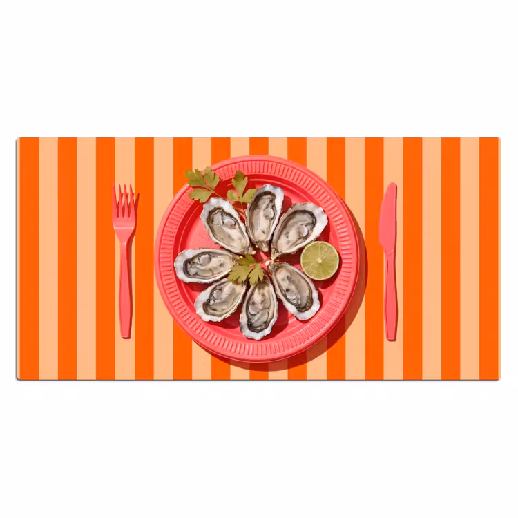 Bureau onderlegger - Eten - Oester - Zeevruchten - Oranje - Modern — 2