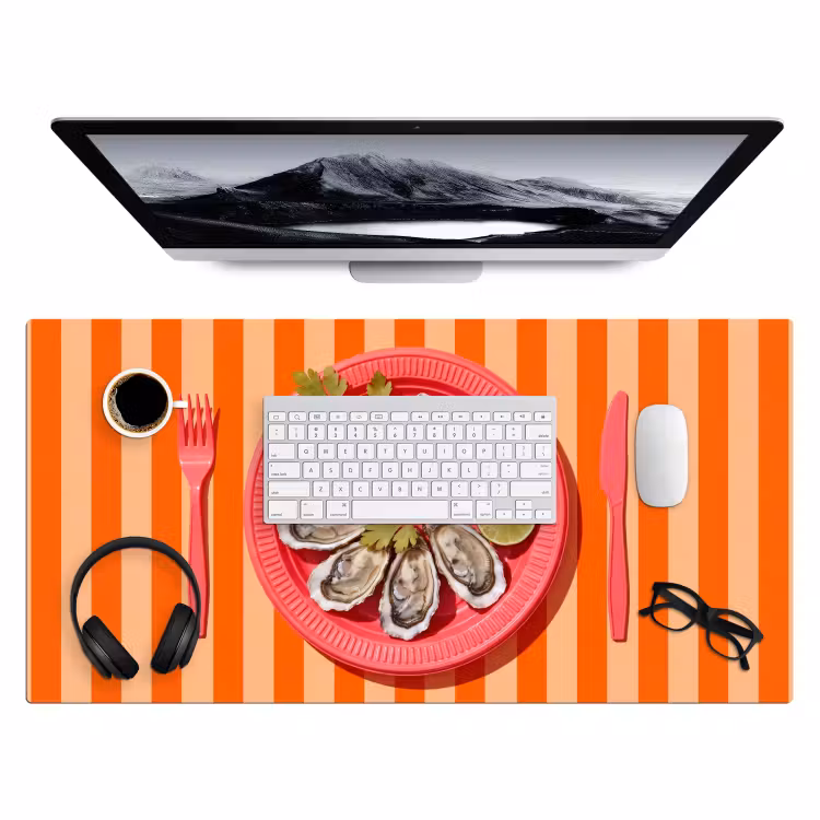 Bureau onderlegger - Eten - Oester - Zeevruchten - Oranje - Modern — 4