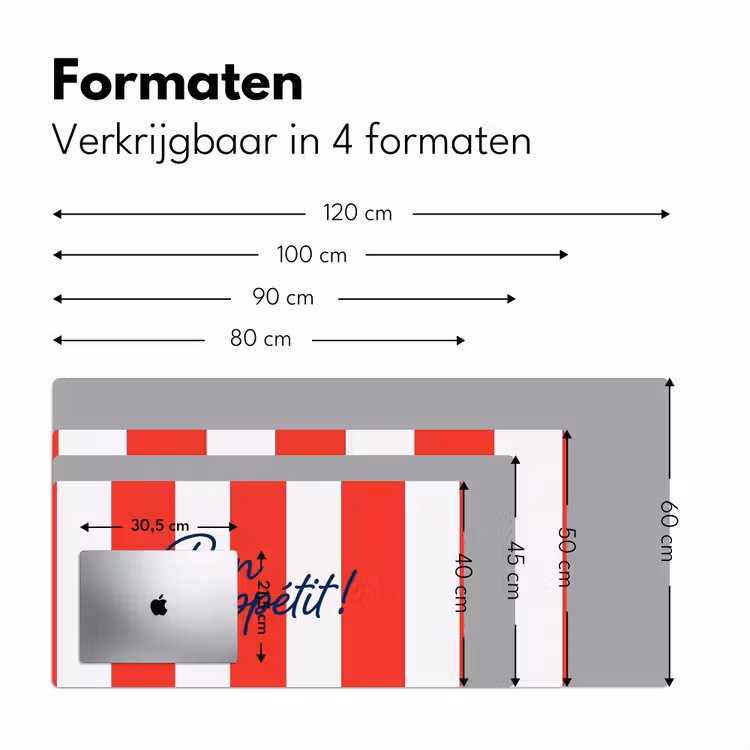 Bureau onderlegger - Eten - Spreuk - Keuken - Grafisch - Rood-Wit — 8