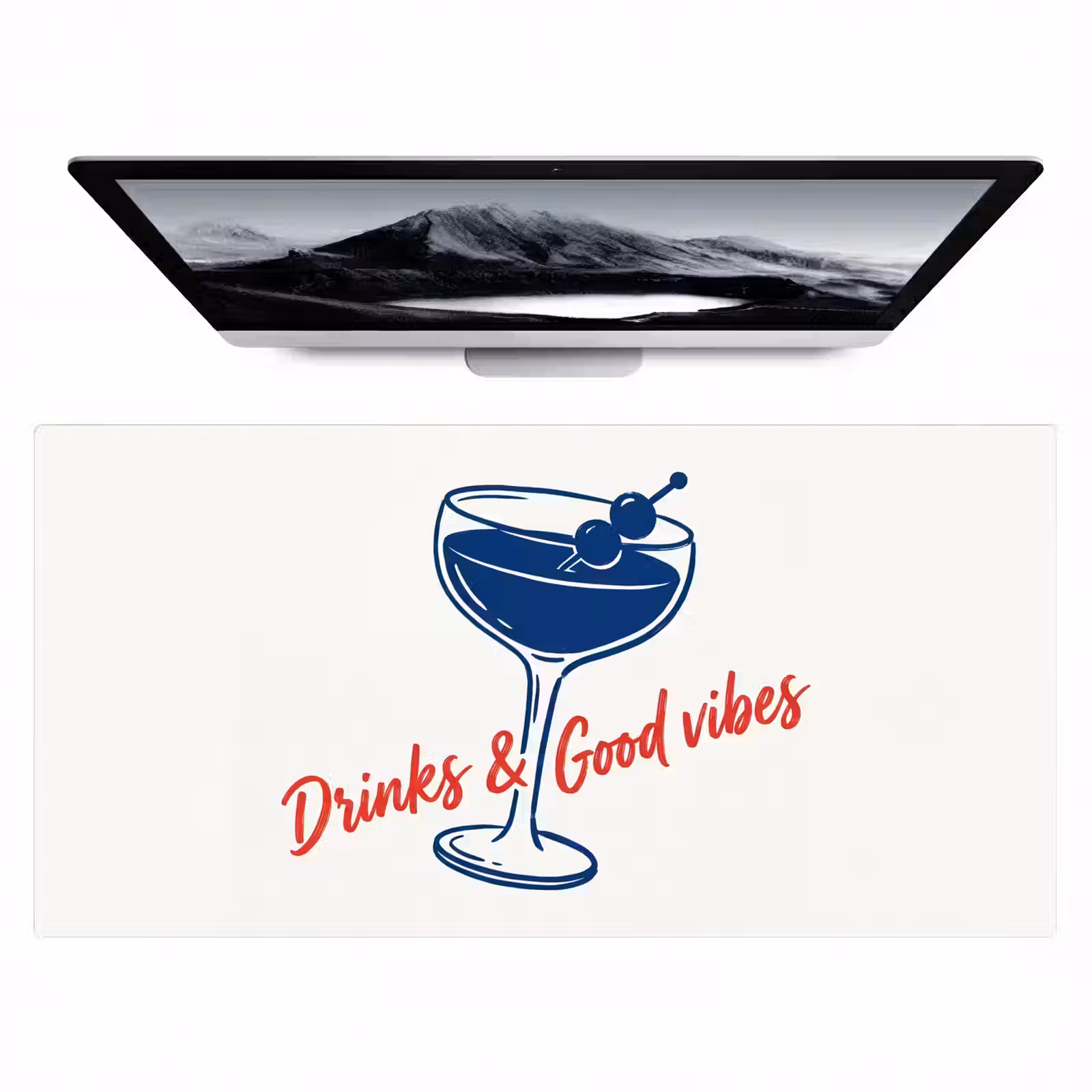 Bureau onderlegger - Cocktail - Glas - Illustratie - Blauw - Wit — 1