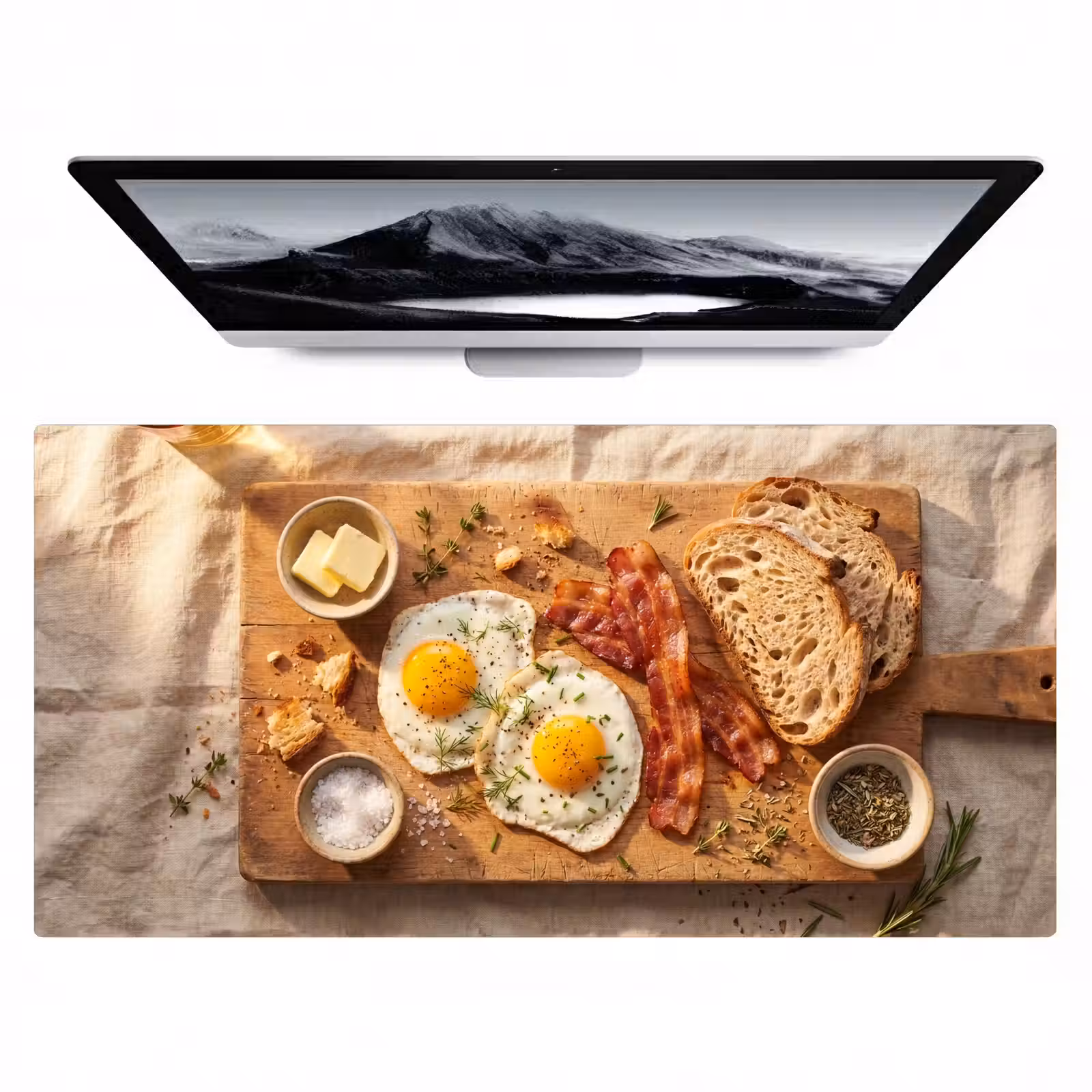 Bureau onderlegger - Eten - Ontbijt - Hout - Rustiek - Geel — 1
