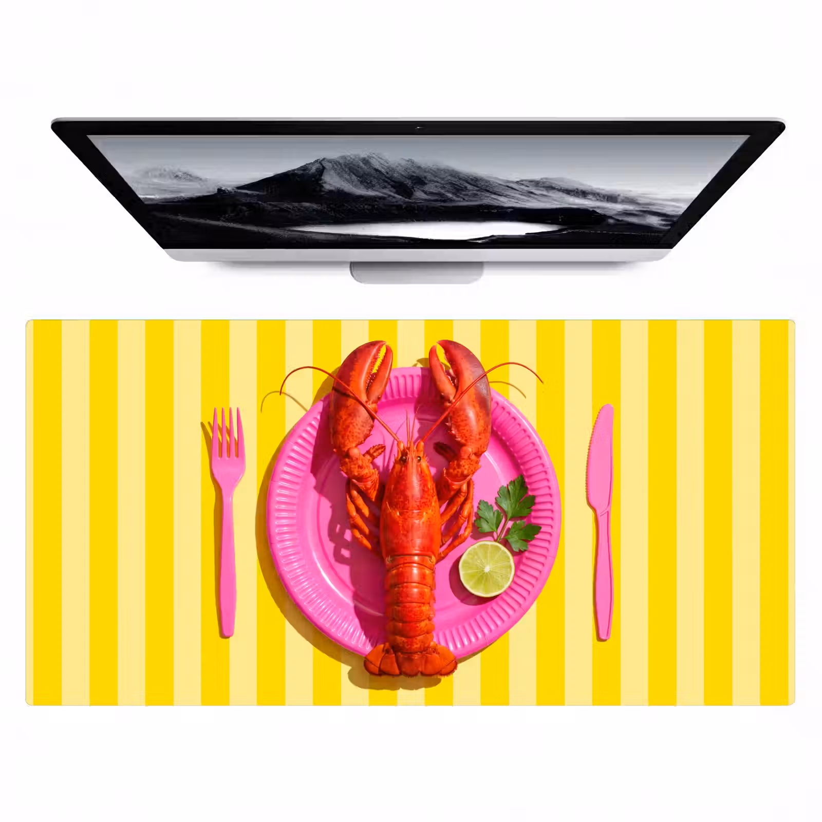Bureau onderlegger - Eten - Roze - Geel - Modern - Culinaire — 1