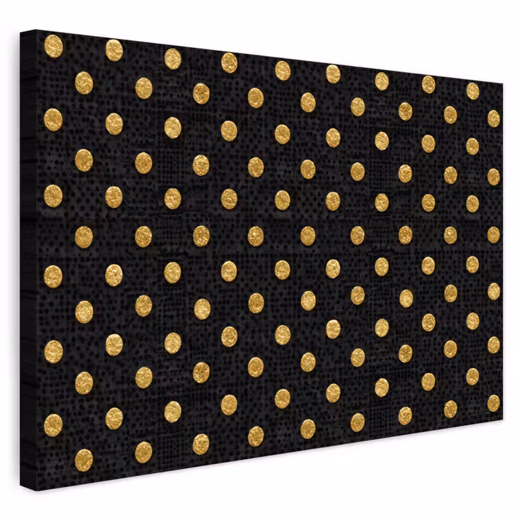 Buiten canvas - Polka Dot - Stippen - Goud - Zwart — 1