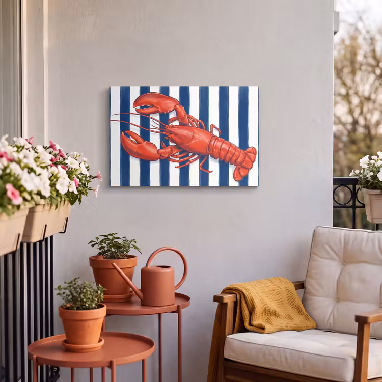 Buiten canvas - Schaaldier - Kreeft - Marine - Illustratie - Rood — 3