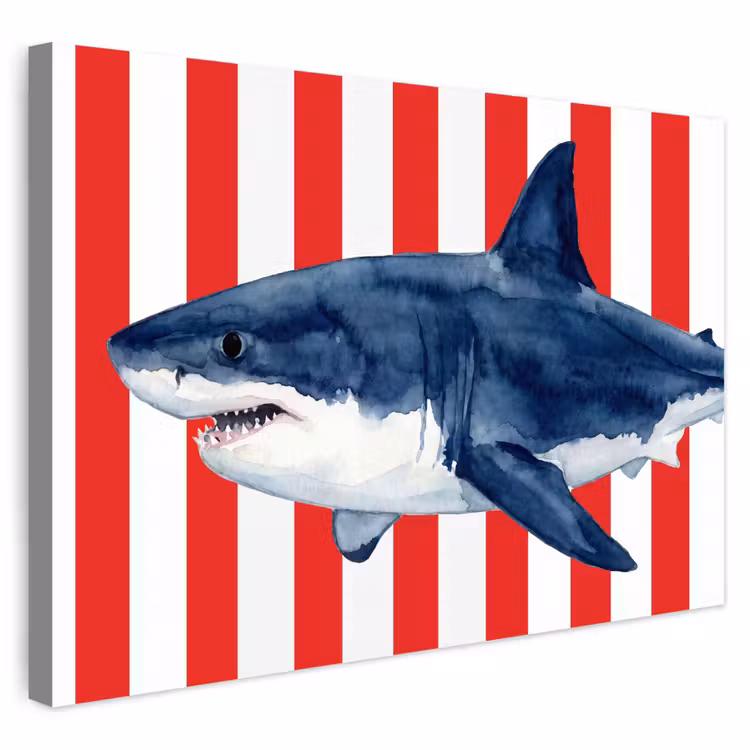 Buiten canvas - Vis - Haai - Zee - Illustratie - Blauw — 1