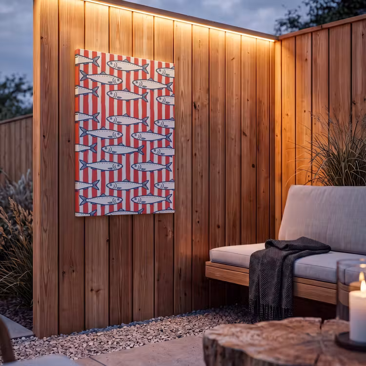 Buiten canvas - Vis - Patroon - Strepen - Illustratie - Rood — 4