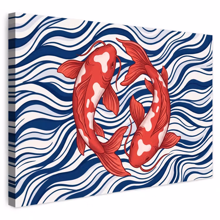 Buiten canvas - Vis - Water - Natuur - Illustratie - Rood — 1