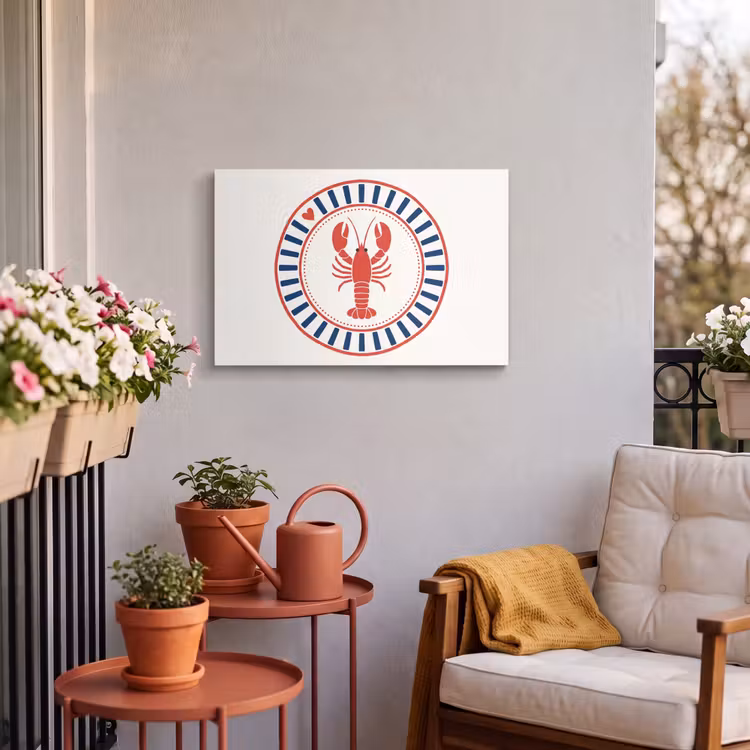 Buiten canvas - Zeeleven - Kreeft - Embleem - Grafisch - Rood — 4