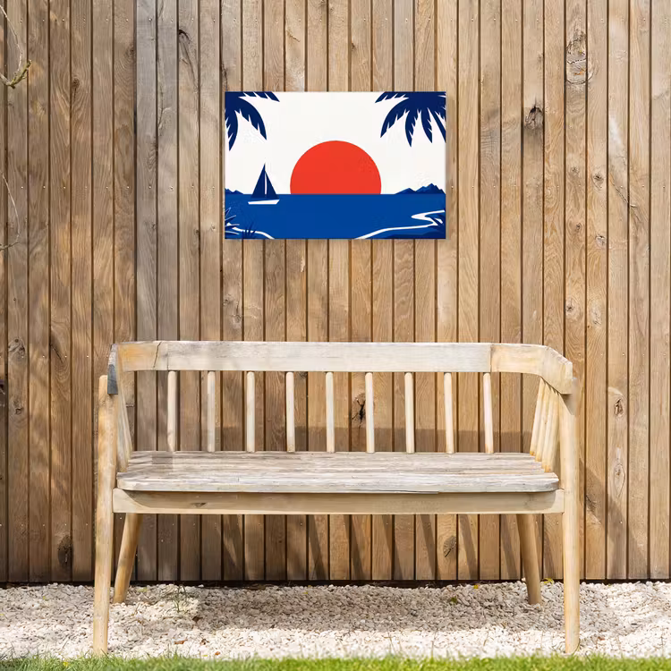 Buiten canvas - Zonsondergang - Zee - Palmboom - Tropisch - Modern — 3