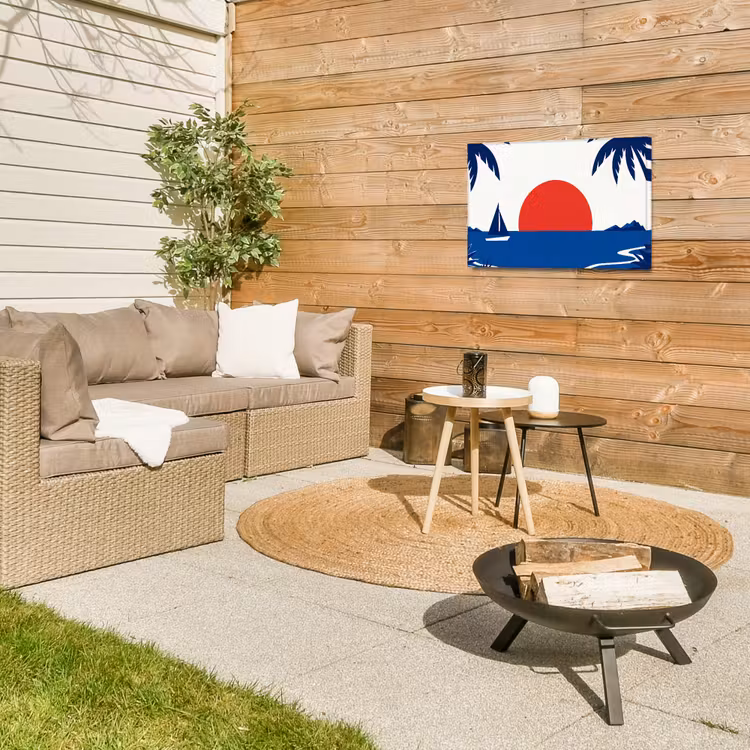 Buiten canvas - Zonsondergang - Zee - Palmboom - Tropisch - Modern — 5