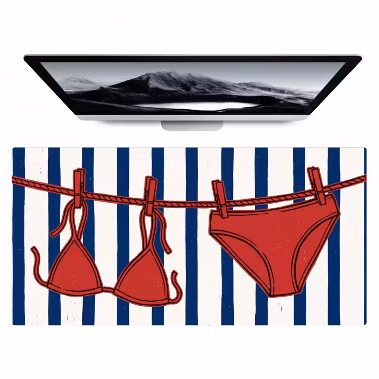 Bureau onderlegger - Badkleding - Waslijn - Zomer - Illustratie - Rood — 1