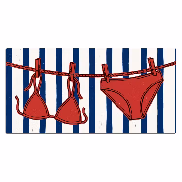 Bureau onderlegger - Badkleding - Waslijn - Zomer - Illustratie - Rood — 2