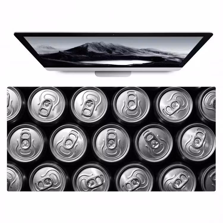 Bureau onderlegger - Blikjes - Aluminium - Patroon - Industrieel - Zilver — 1
