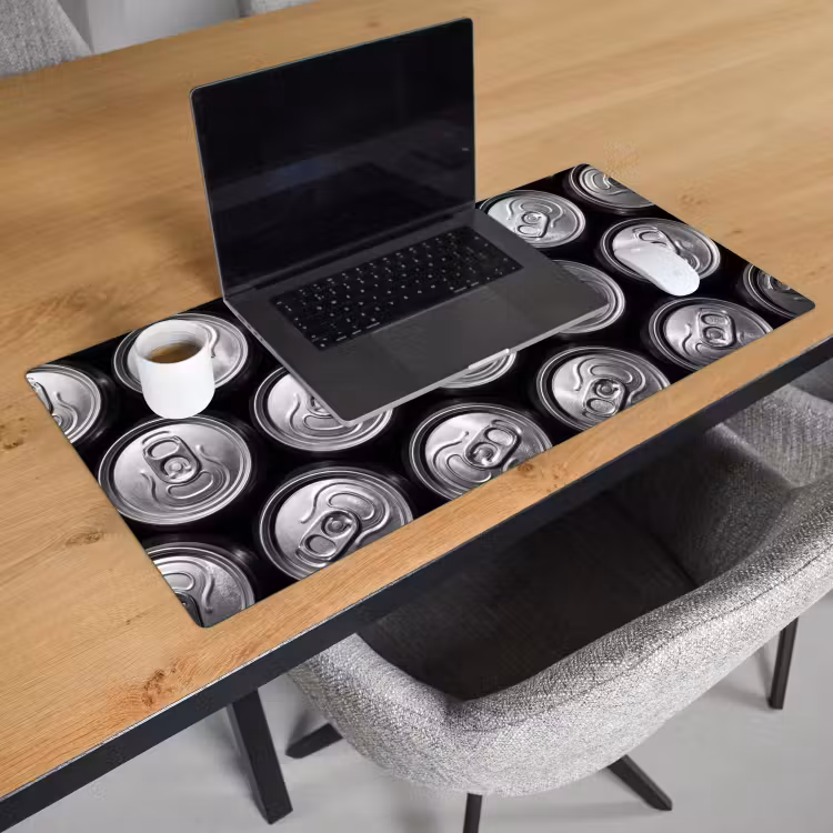 Bureau onderlegger - Blikjes - Aluminium - Patroon - Industrieel - Zilver — 3