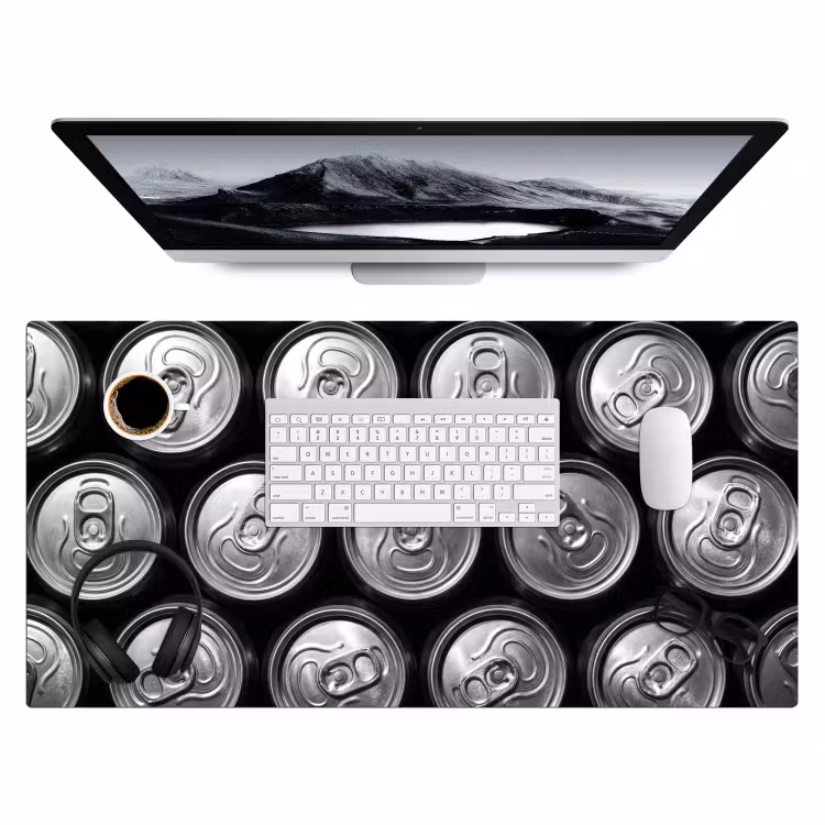 Bureau onderlegger - Blikjes - Aluminium - Patroon - Industrieel - Zilver — 4