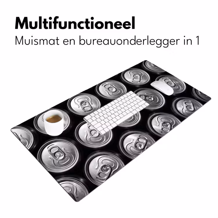 Bureau onderlegger - Blikjes - Aluminium - Patroon - Industrieel - Zilver — 7