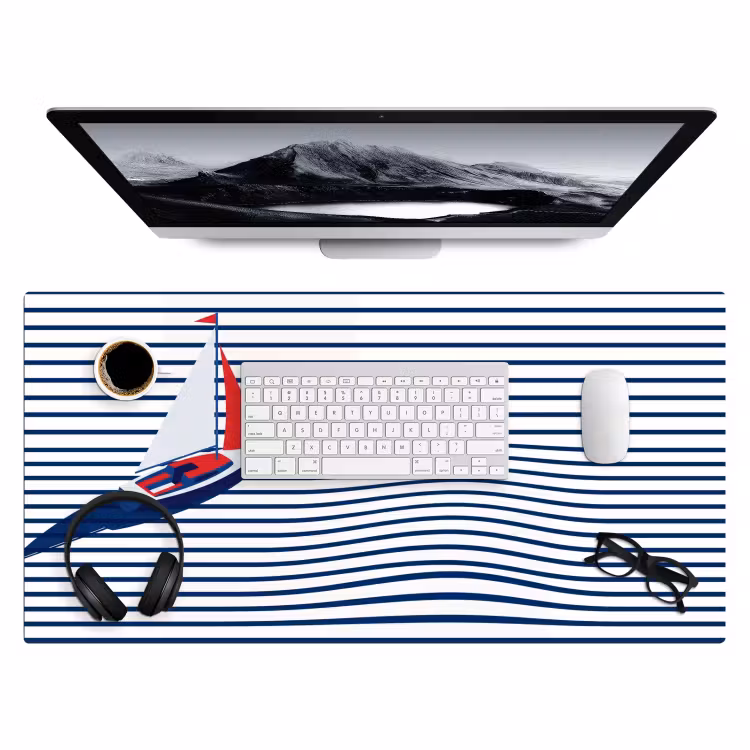 Bureau onderlegger - Boot - Water - Abstract - Blauw — 4