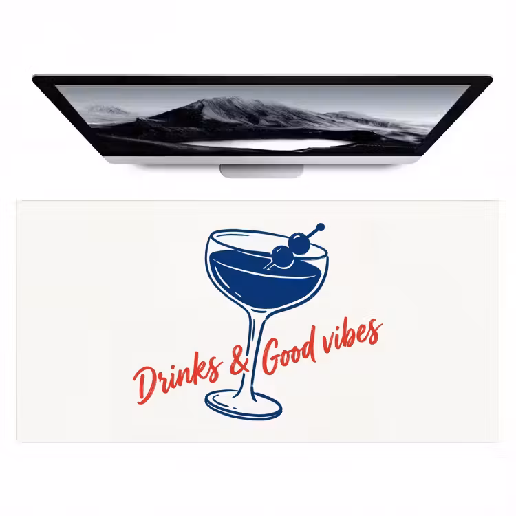 Bureau onderlegger - Cocktail - Glas - Illustratie - Blauw - Wit — 1