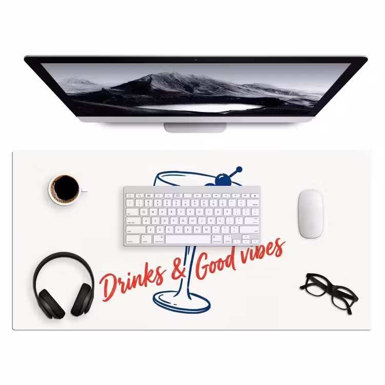 Bureau onderlegger - Cocktail - Glas - Illustratie - Blauw - Wit — 4