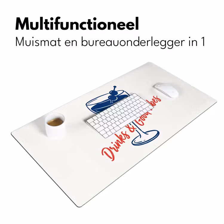 Bureau onderlegger - Cocktail - Glas - Illustratie - Blauw - Wit — 7