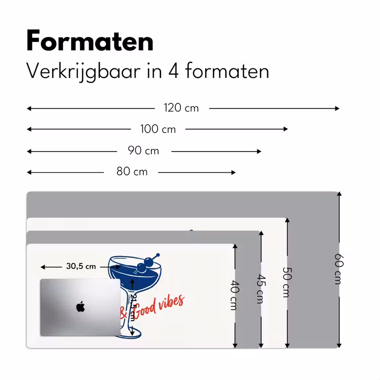 Bureau onderlegger - Cocktail - Glas - Illustratie - Blauw - Wit — 8