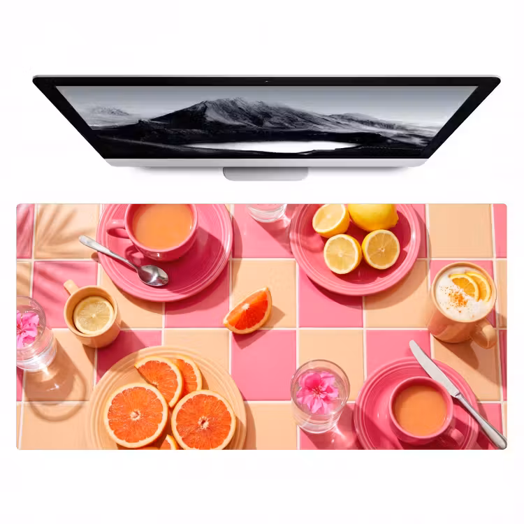 Bureau onderlegger - Eten - Citrusvruchten - Stillevens - Roze - Oranje — 1