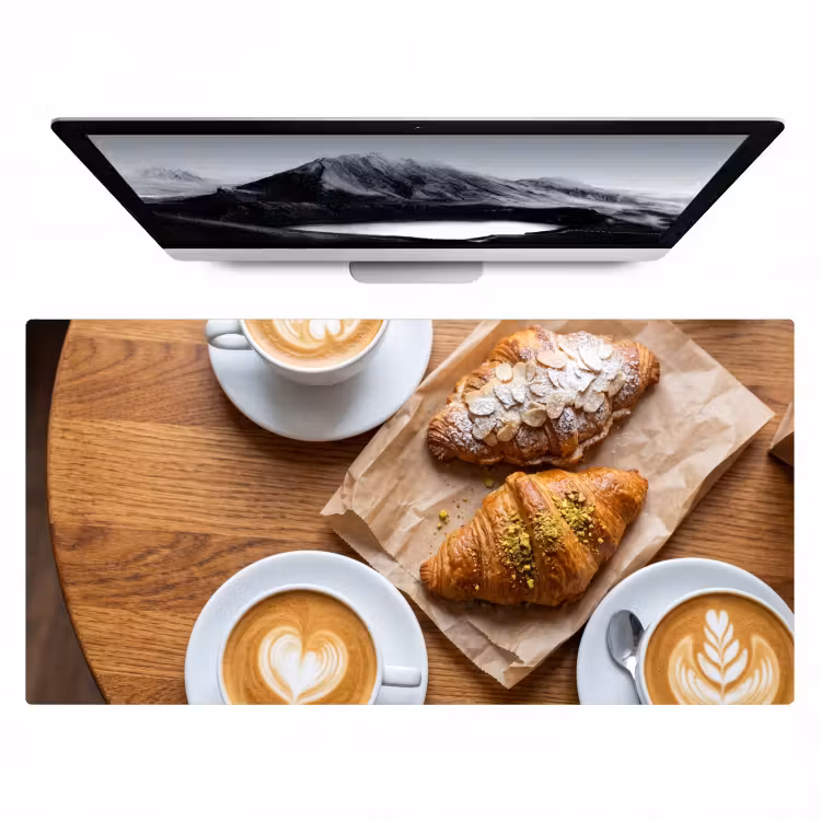 Bureau onderlegger - Eten - Croissant - Koffie - Ontbijt - Modern — 1