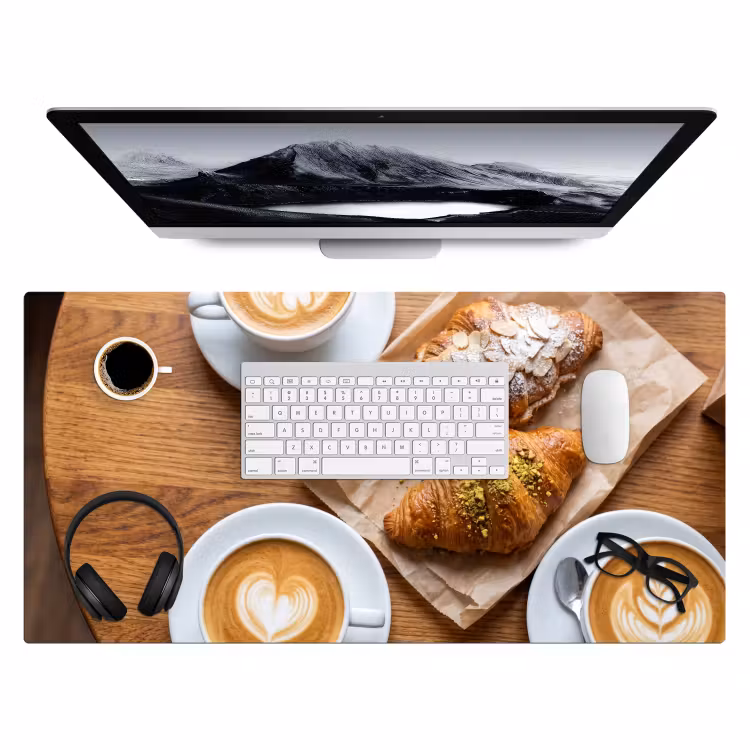 Bureau onderlegger - Eten - Croissant - Koffie - Ontbijt - Modern — 4