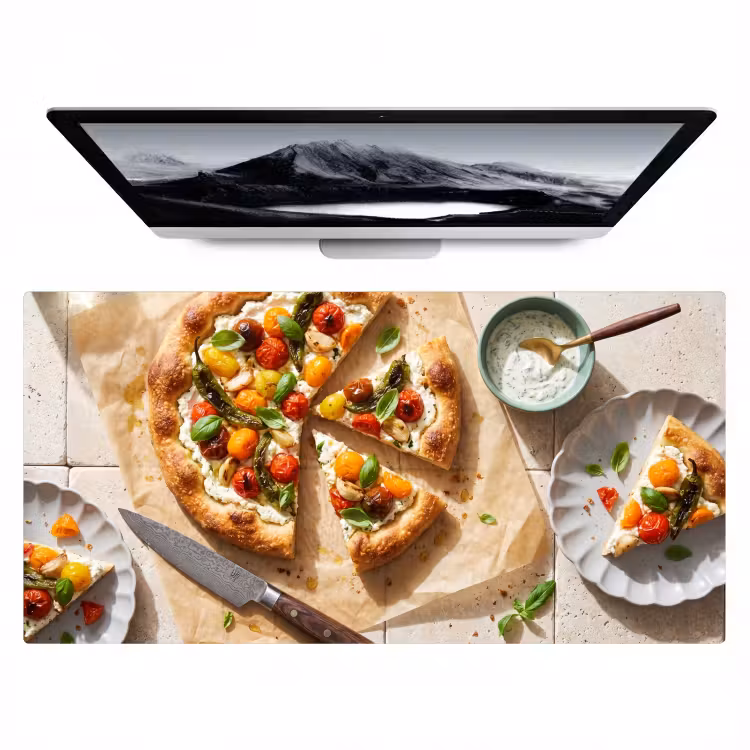 Bureau onderlegger - Eten - Tomaten - Basilicum - Maaltijd - Vers — 1