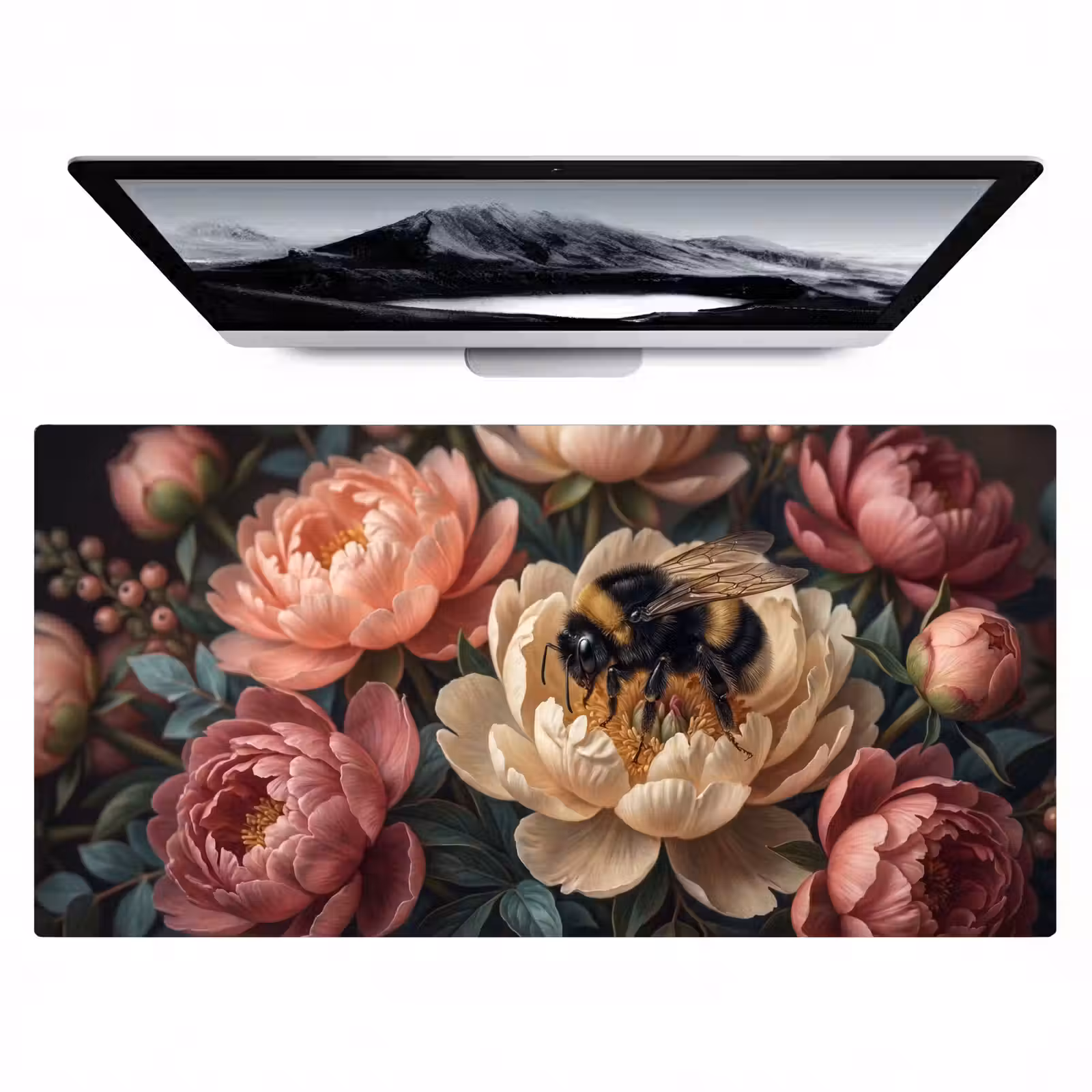 Bureau onderlegger - Bloemen - Insect - Natuur - Roze — 1