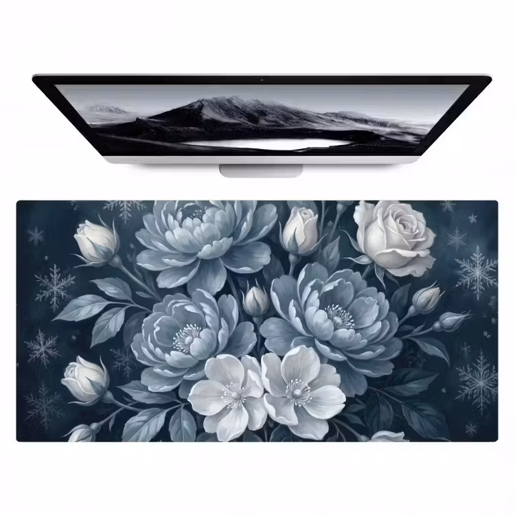 Bureau onderlegger - Bloemen - Boeket - Winter - Abstract - Blauw — 1