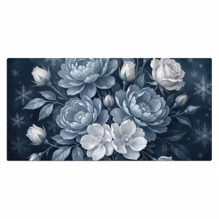 Bureau onderlegger - Bloemen - Boeket - Winter - Abstract - Blauw — 2