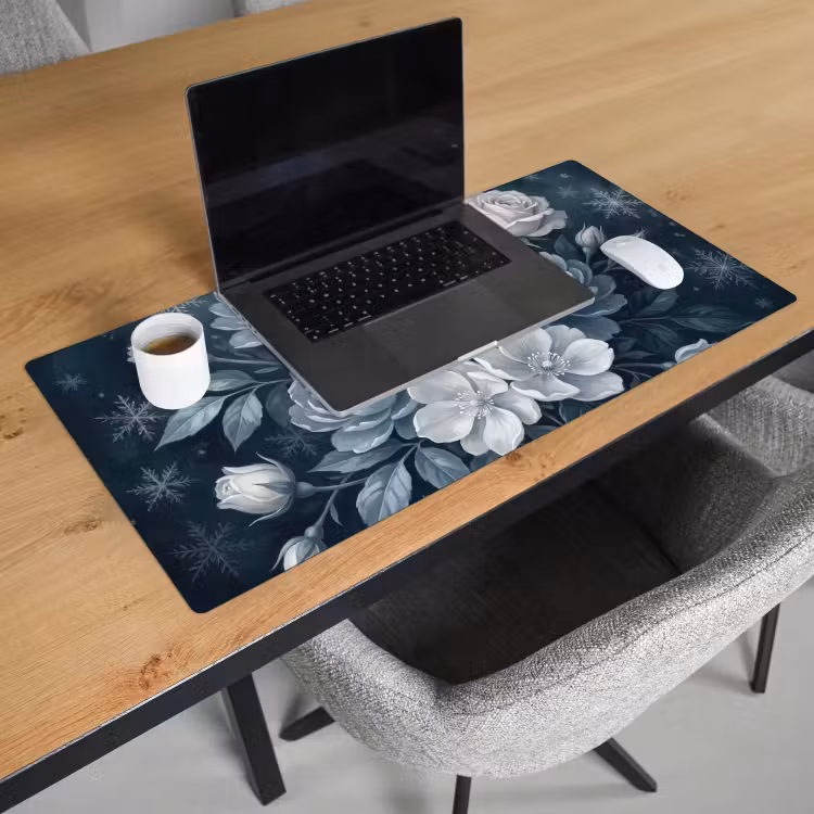 Bureau onderlegger - Bloemen - Boeket - Winter - Abstract - Blauw — 3