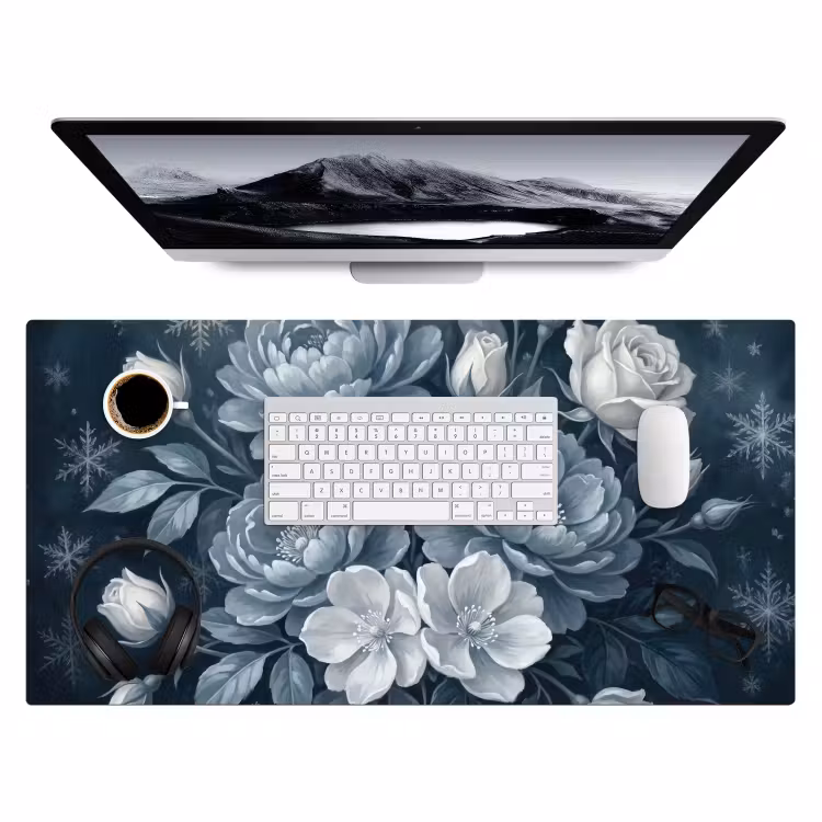 Bureau onderlegger - Bloemen - Boeket - Winter - Abstract - Blauw — 4