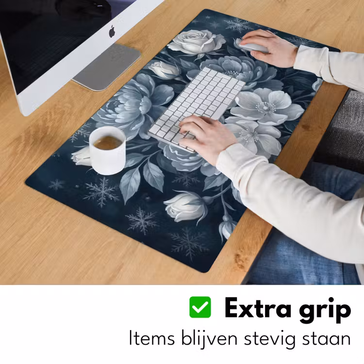 Bureau onderlegger - Bloemen - Boeket - Winter - Abstract - Blauw — 6