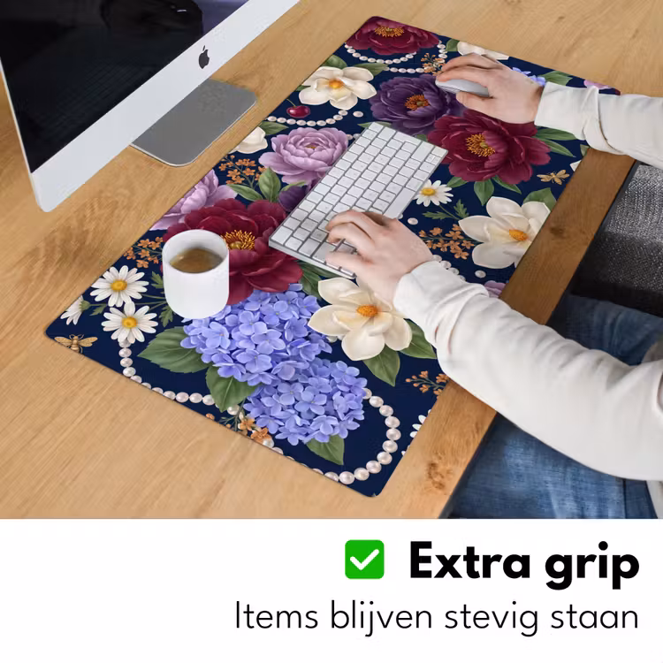 Bureau onderlegger - Bloemen - Parels - Decoratie - Modern - Blauw — 6