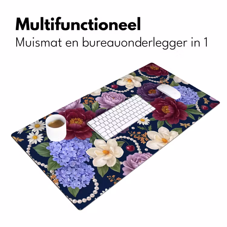 Bureau onderlegger - Bloemen - Parels - Decoratie - Modern - Blauw — 7