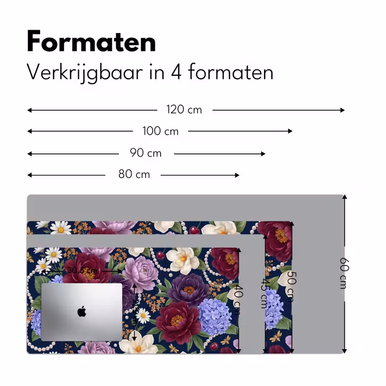 Bureau onderlegger - Bloemen - Parels - Decoratie - Modern - Blauw — 8