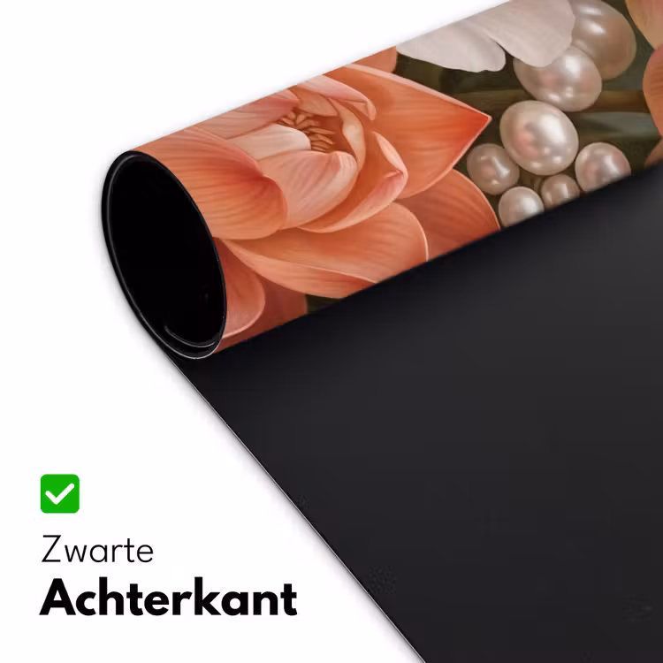 Bureau onderlegger - Bloemen - Parels - Elegant - Roze - Wit — 5