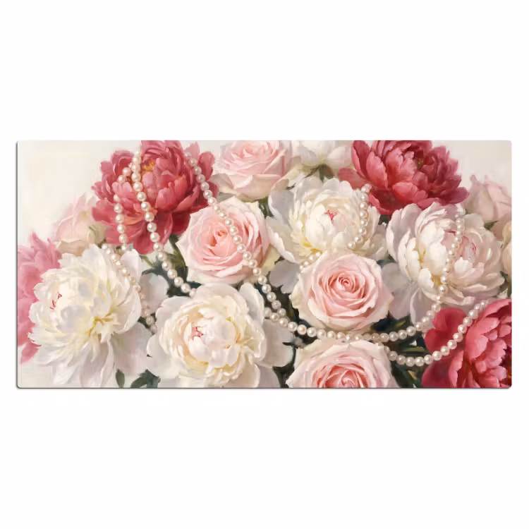 Bureau onderlegger - Bloemen - Parels - Romantiek - Klassiek - Roze — 2