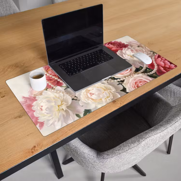 Bureau onderlegger - Bloemen - Parels - Romantiek - Klassiek - Roze — 3