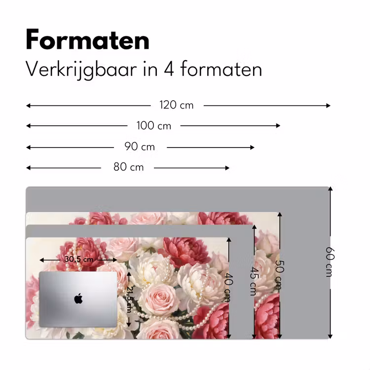 Bureau onderlegger - Bloemen - Parels - Romantiek - Klassiek - Roze — 8