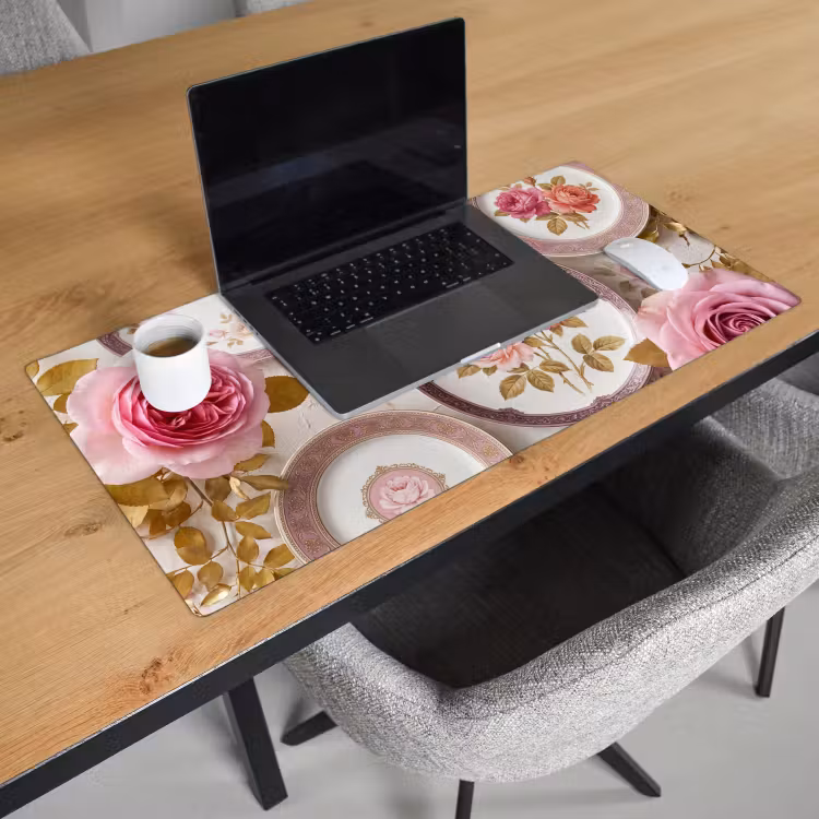 Bureau onderlegger - Bloemen - Patroon - Vintage - Roze - Decoratie — 3
