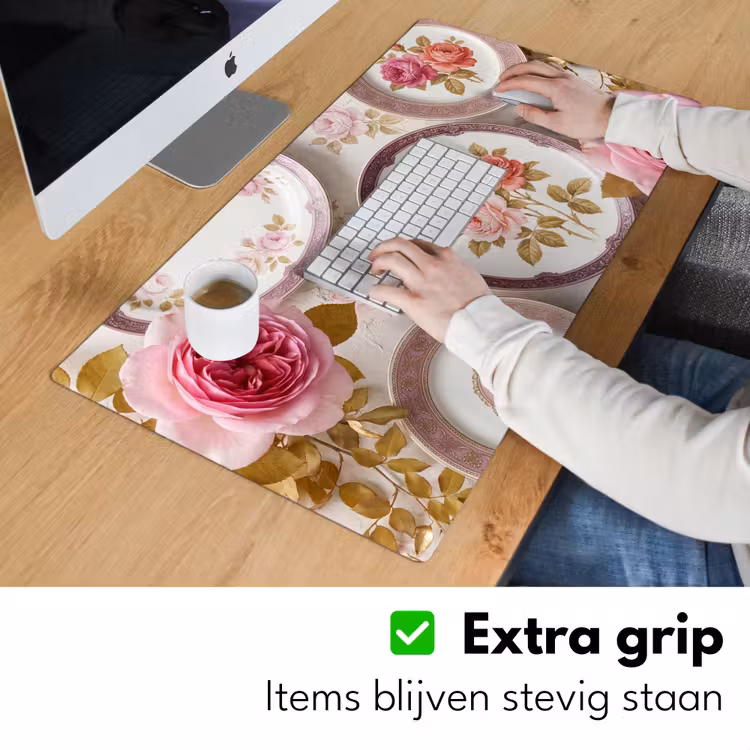 Bureau onderlegger - Bloemen - Patroon - Vintage - Roze - Decoratie — 6